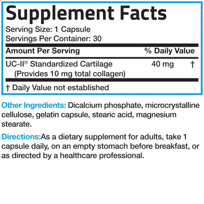 Bronson UC-II Type II Collagen with Undenatured Type II Collagen, 30 Capsules Bronson