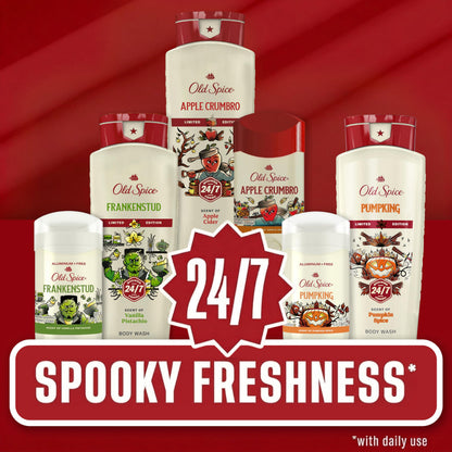 Old Spice Body Wash for Men, Fallidudes Edition, 24/7 Frightful Freshness, Long Lasting Cleanse & Refresh, Rich Lather, PumpKing Pumpkin Spice Scent, 16 oz Old Spice
