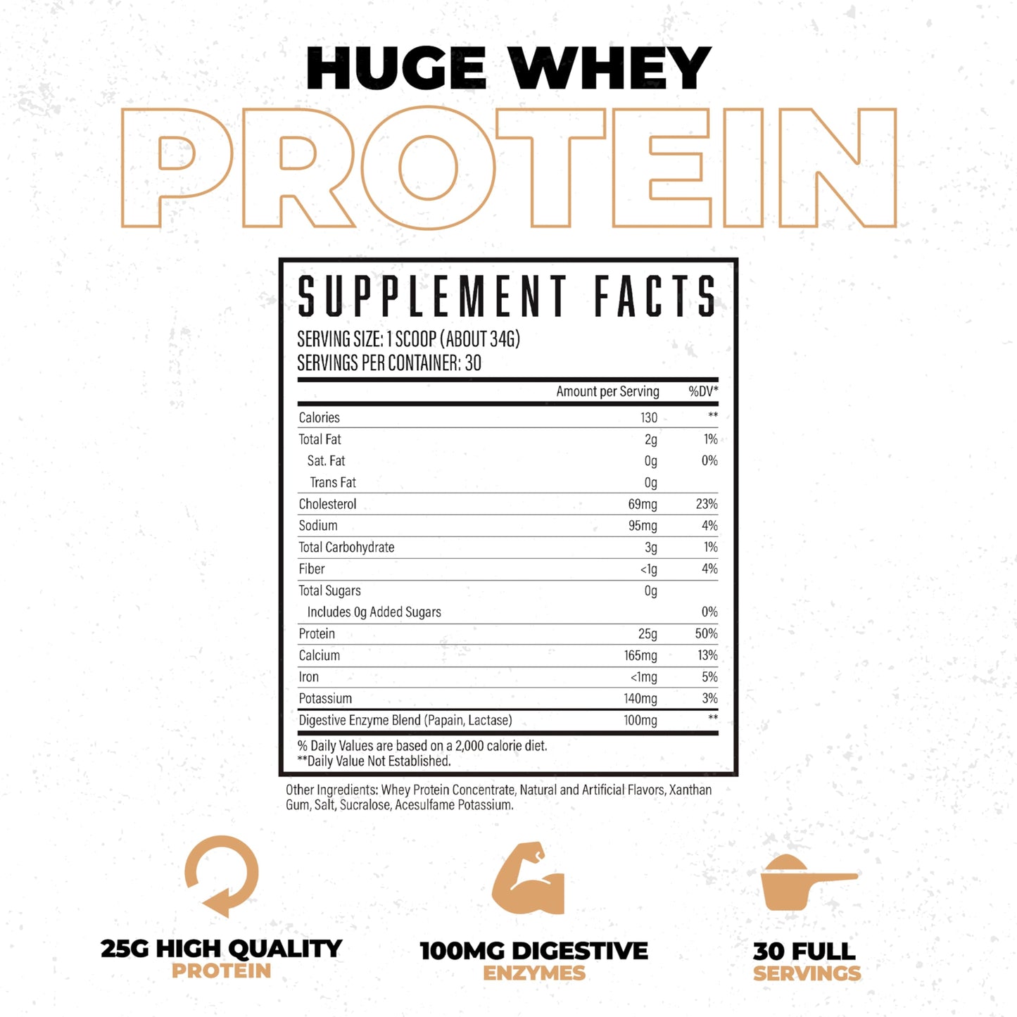Huge Whey, Protein Powder for Muscle Gain, 25g Protein, 12g EAAs, Supports Muscle Growth, Performance & Recovery (Chocolate Brownie, 30 Servings)