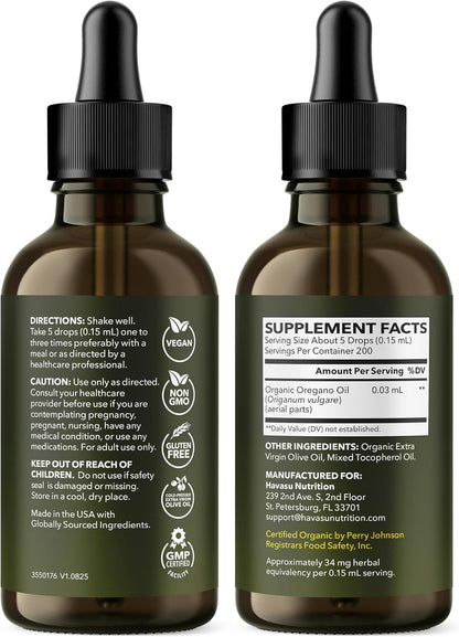 Organic Oil of Oregano Drops, 200 Servings, 1 Fl Oz High Strength Carvacrol | Oregano Oil Liquid Drops for Daily and Seasonal Immune Support, 6 Month Supply, Alcohol Free, Non-GMO, USDA Certified, Vegan Gsupps Australia