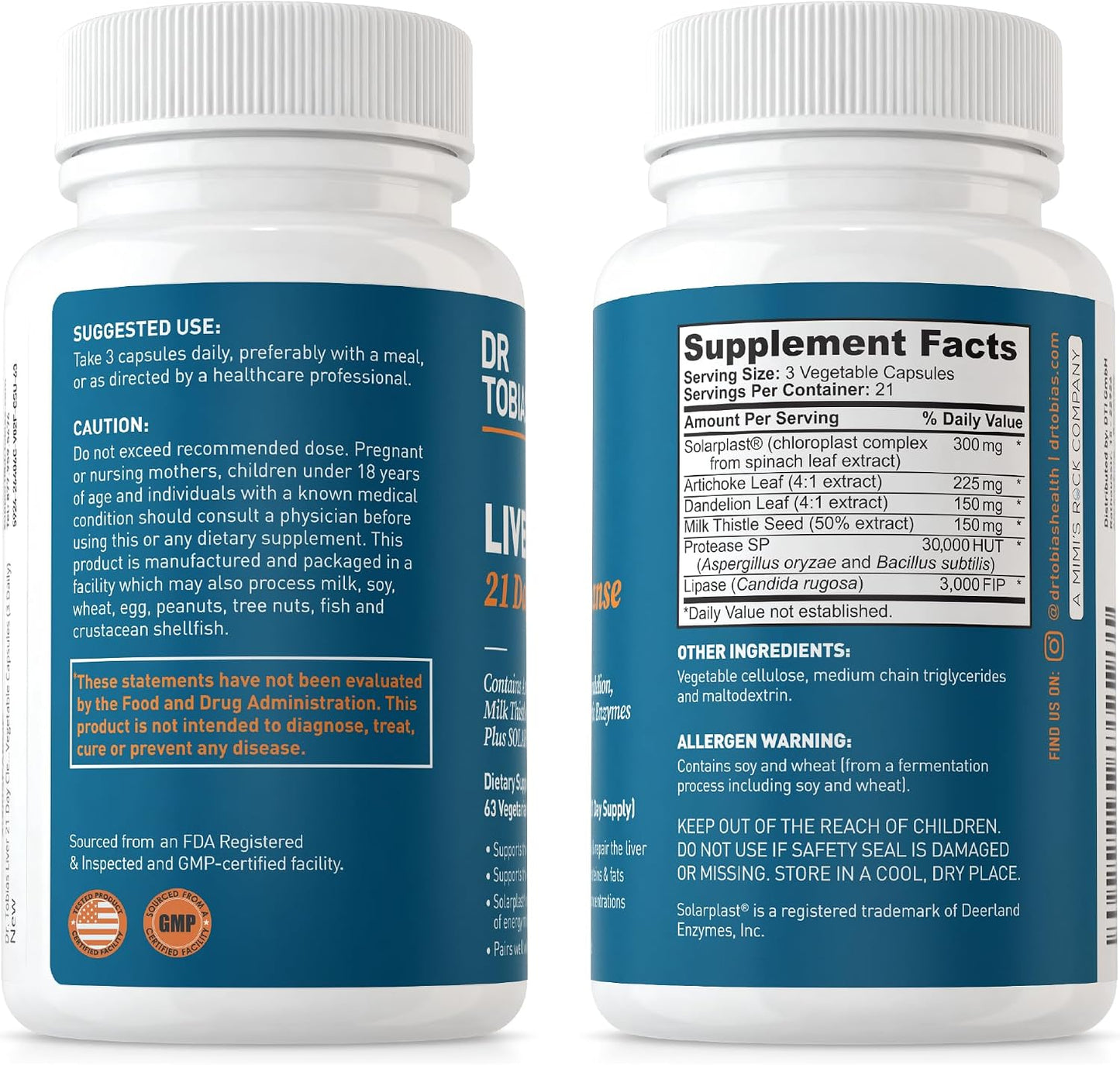 Dr. Tobias Colon 14 Day Cleanse & Liver 21 Day Cleanse Supplements, with Fiber, Herbs & Probiotics, Solarplast, Artichoke, Milk Thistle, Supports Gut and Liver Health.