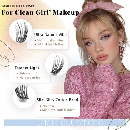 Wispy Lash Clusters Kit C Curl Natural Lashes Cluster Eyelash Extensions FebFeb