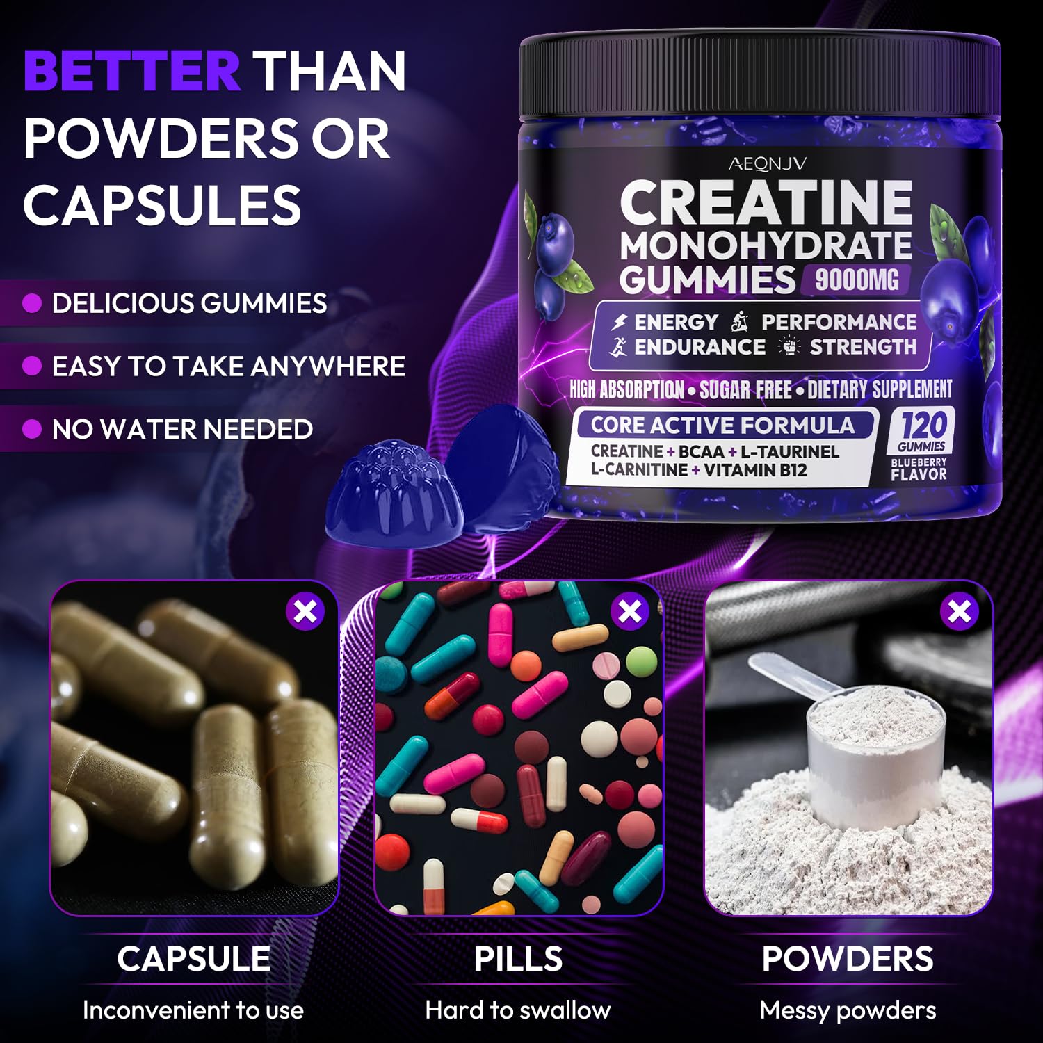 AEQNJV Creatine Gummies Monohydrate Complex for Men & Women, 9000MG Creatine Pre-Workout Supplement Enhance Muscle Strength Recovery Cognitive Health & Memory, 120 Gummies Sugar Free Vegan Non-GMO AEQNJV buy australia supplements