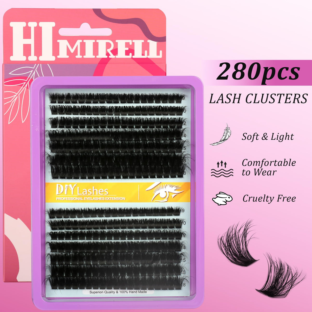 C Curl Lash Clusters Extensions 280 Pcs Individual Eye lash Clusters 100D Cluster Eyelash Lashes Wispy Clusters Lashes Makeup at Home - DIY Lash Extension Kit for Self Application (9-18MM) Mix Himirell