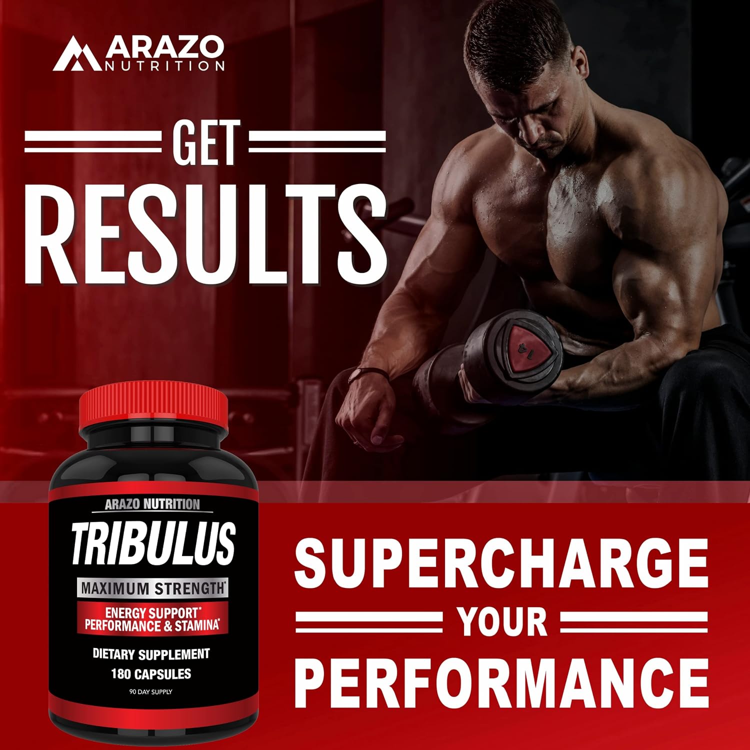 Arazo Nutrition Tribulus Terrestris 1500mg Extract Powder Per Serving – 180 Capsules - Energy Booster with Estrogen Blocker Gsupps Australia