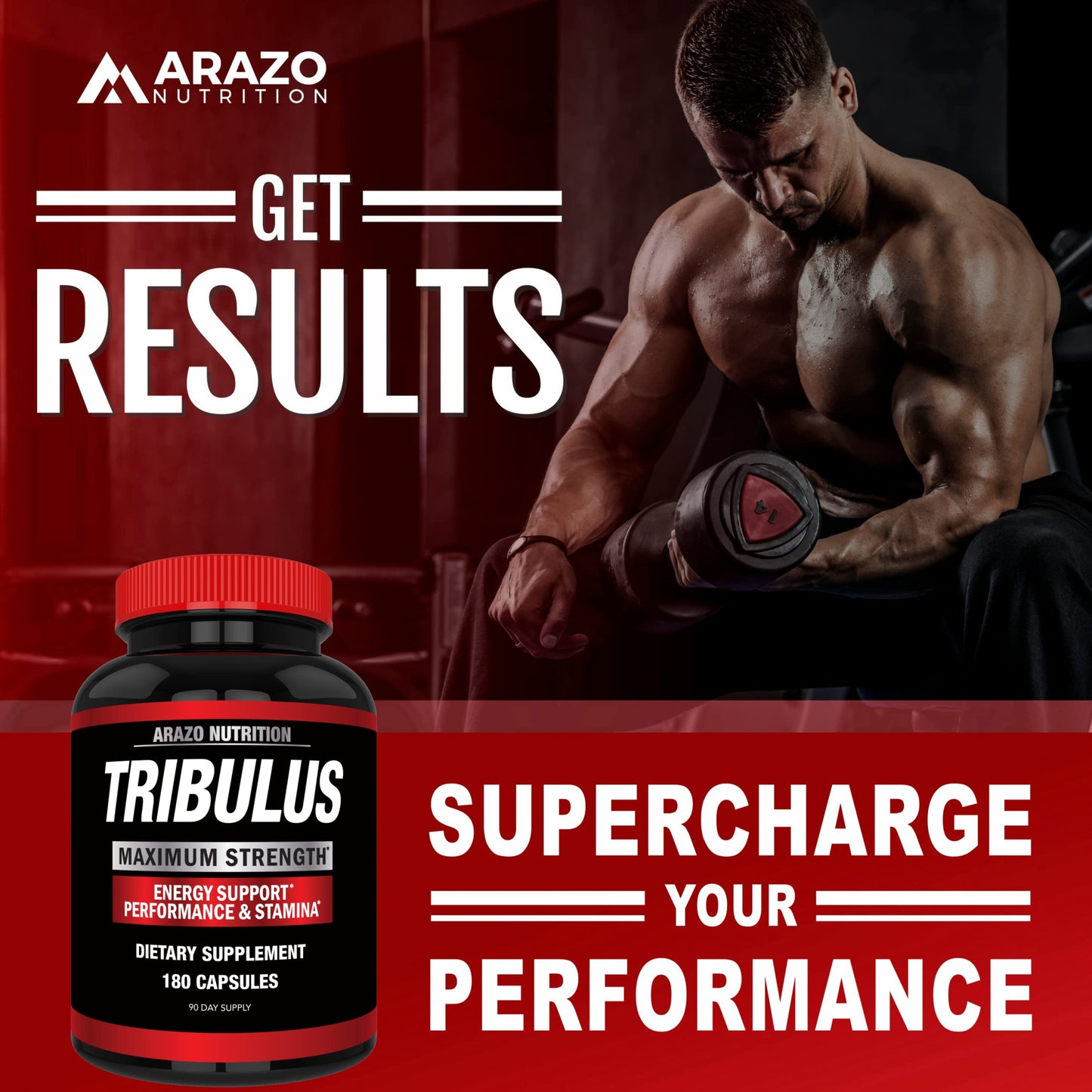 Arazo Nutrition Tribulus Terrestris 1500mg Extract Powder Per Serving – 180 Capsules - Energy Booster with Estrogen Blocker Gsupps Australia
