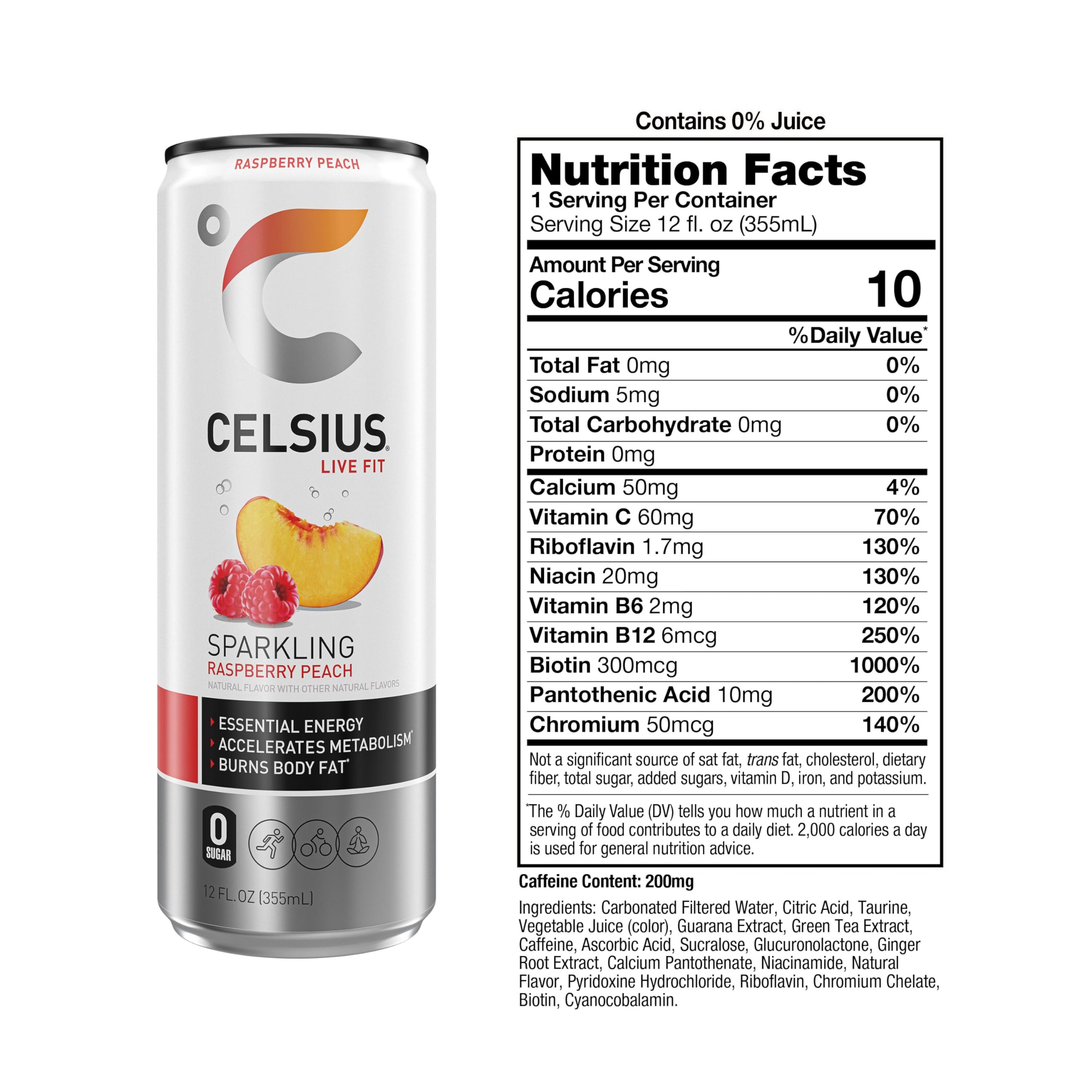 CELSIUS Sparkling Raspberry Peach, Functional Essential Energy Drink 12 Fl Oz (Pack of 12) CELSIUS buy australia supplements