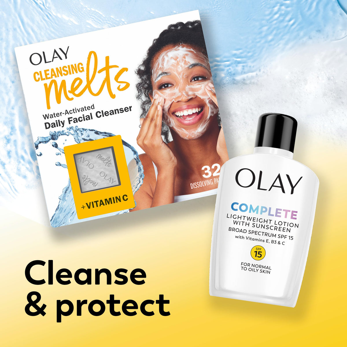 Olay Face Moisturizer, Complete with Sunscreen SPF 15, Daily Facial Lotion for Normal Skin, Lightweight Hydrating Broad Spectrum Sun Protection - Vitamin C, E, and Niacinamide - 6 Oz 2 Pack Olay