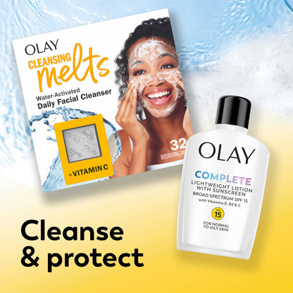 Olay Face Moisturizer, Complete with Sunscreen SPF 15, Daily Facial Lotion for Normal Skin, Lightweight Hydrating Broad Spectrum Sun Protection - Vitamin C, E, and Niacinamide - 6 Oz 2 Pack Olay