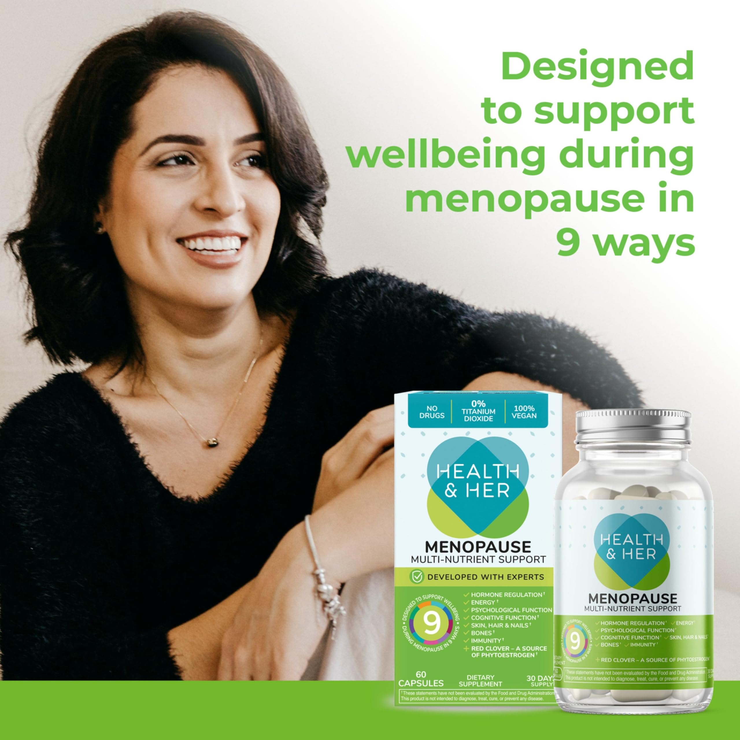 Health & Her Menopause Supplements for Women - Multi-Nutrient Support, Menopause Vitamins for Energy, Bones, Muscles, Skin & Hair, Vegan, Gluten-Free, Non GMO (60ct - 1 Month) Health and Her buy australia supplements