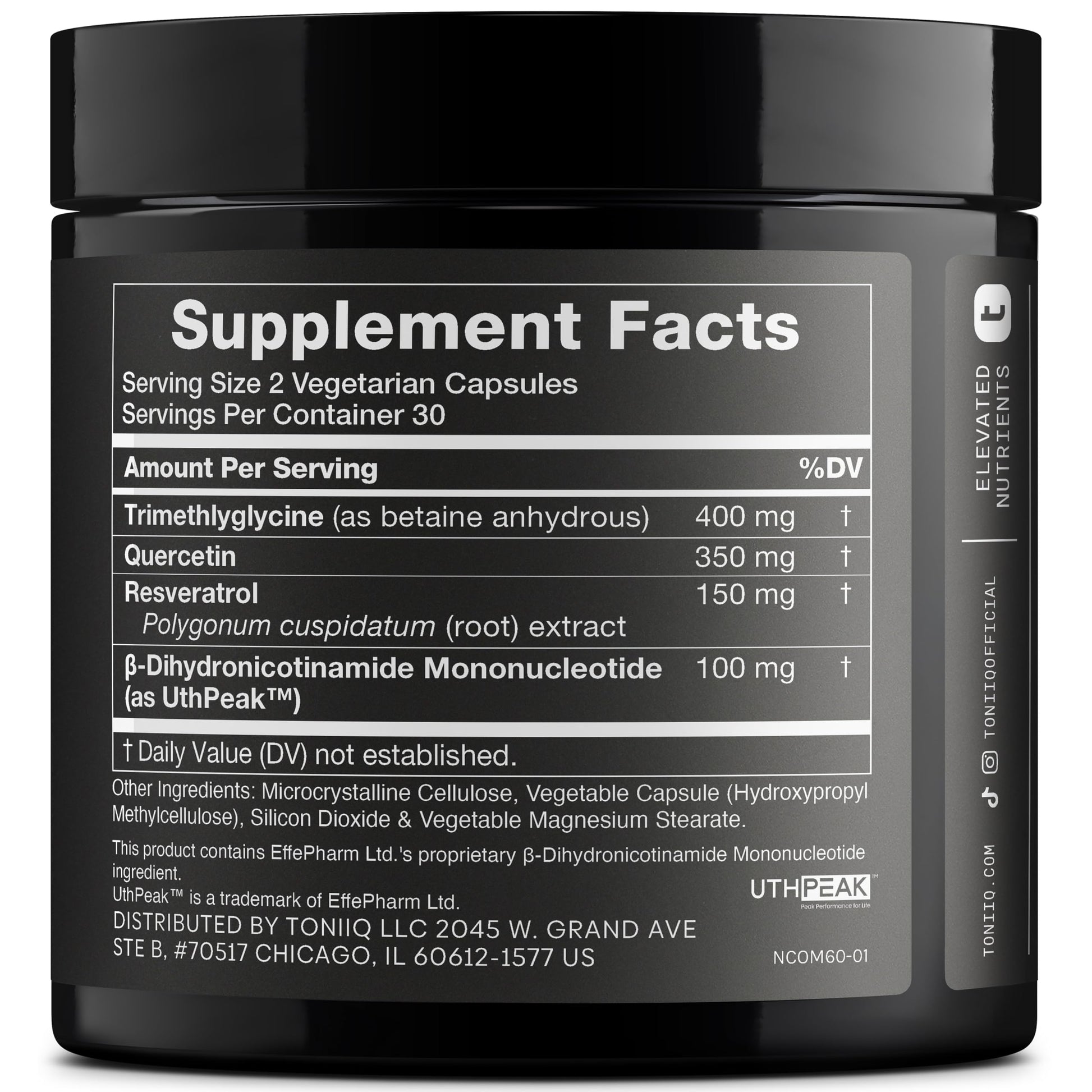 Toniiq NMNH Supplement – Ultra High Potency 1,000mg Complex with Clinically Studied Uthpeak™ NMNH, Resveratrol, Quercetin & TMG – Highly Purified – Third-Party Lab Tested – 60 Capsules Toniiq buy australia supplements