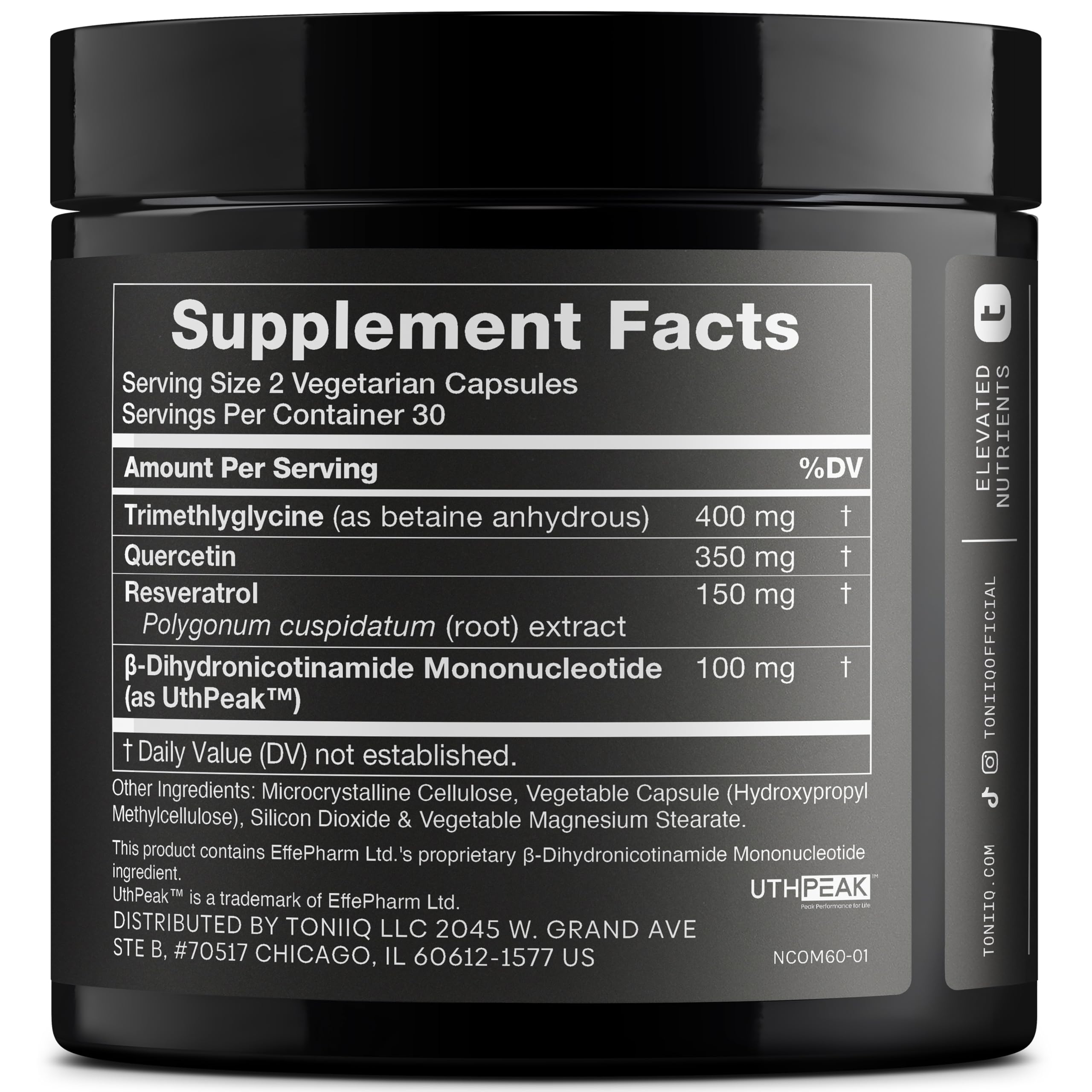 Toniiq NMNH Supplement – Ultra High Potency 1,000mg Complex with Clinically Studied Uthpeak™ NMNH, Resveratrol, Quercetin & TMG – Highly Purified – Third-Party Lab Tested – 60 Capsules Toniiq buy australia supplements