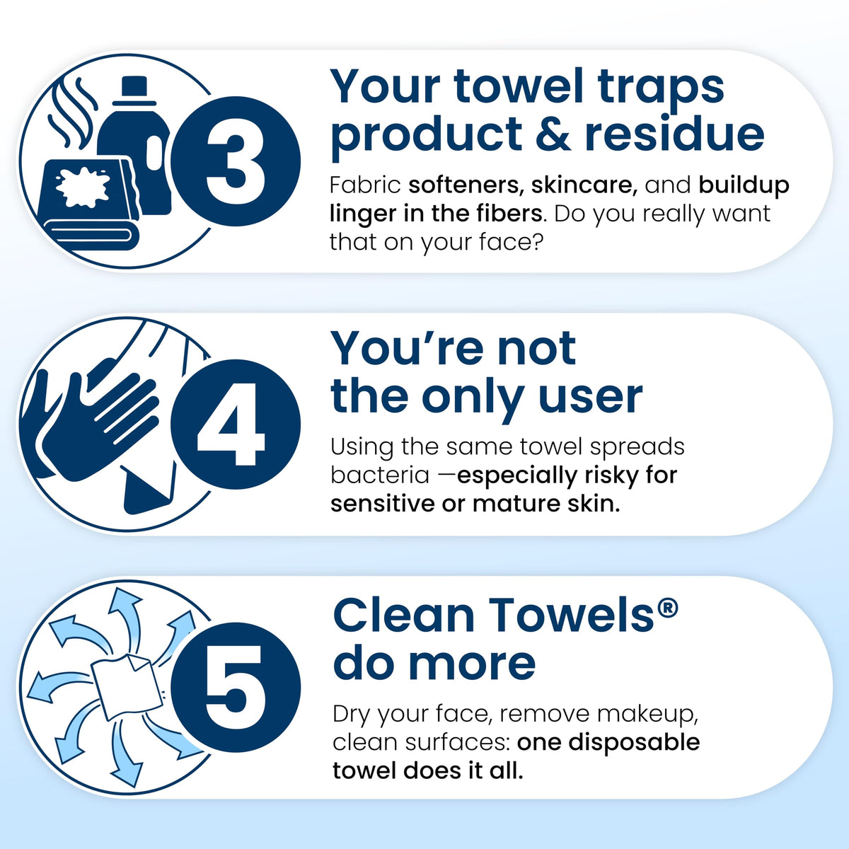 Clean Skin Club Clean Towels XL®, Travel Pack 100% USDA Biobased Disposable Face Towel, Eczema Association Accepted,Dry Wipes, TSA-Approved Travel Essential, 3 Packs, 30 ct Total CLEAN SKIN CLUB