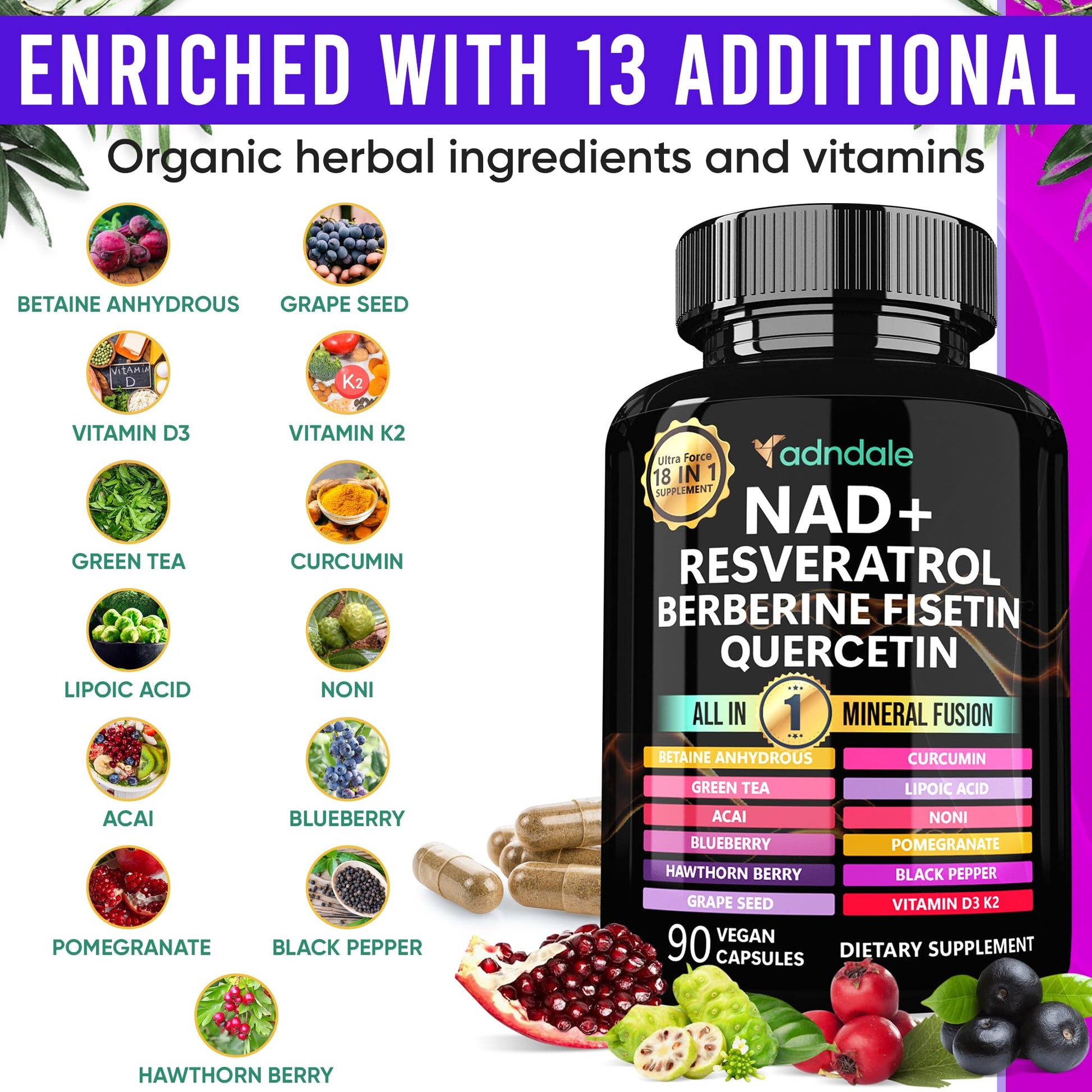 Adndale Liposomal NAD Supplement. Longevity Formula NMN Supplement Alternative. 90CT Advanced NAD+ Resveratrol Adndale buy australia supplements