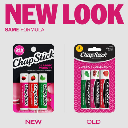 ChapStick Lip Care Set, Classic Collection 3-Pack – Spearmint, Cherry, and Strawberry Lip Balm, 0.15 Oz Ea ChapStick