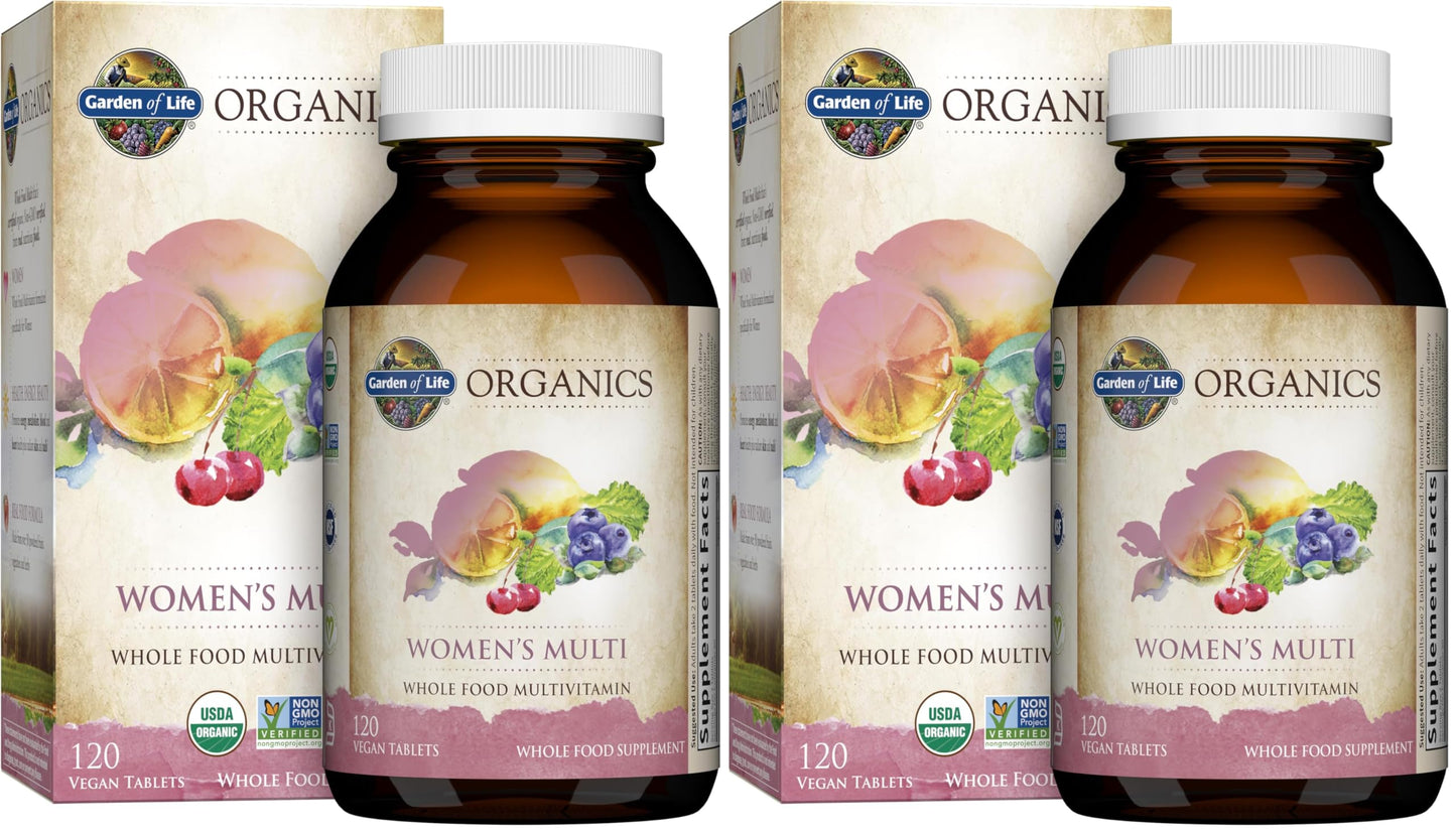 Garden of Life Organics Women's Multivitamin with Vitamin C, D3, Folate, B12, Biotin & Iron – Women's Multivitamin for Energy, Heart Health & Radiant Skin, USDA Organic, Non-GMO, Vegan, 120 Tablets Gsupps Australia