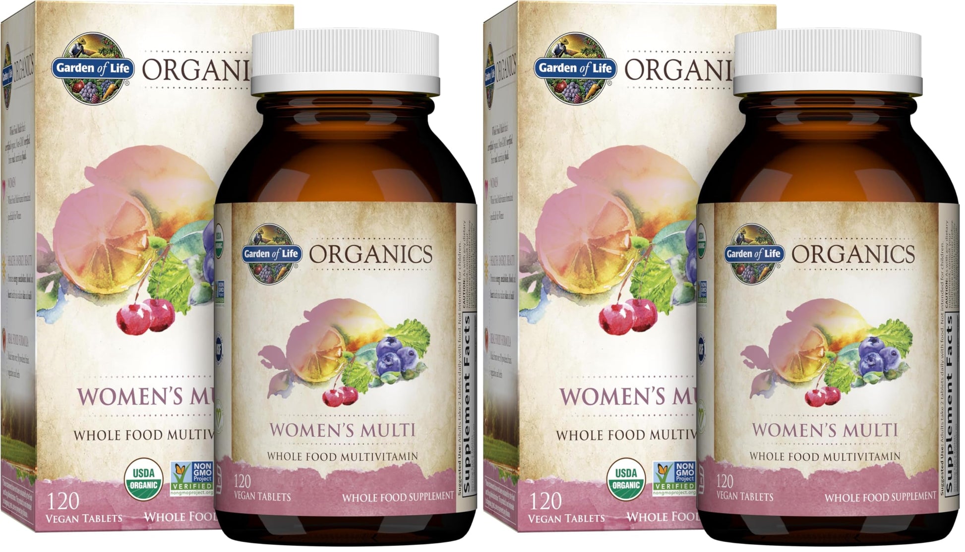 Garden of Life Organics Women's Multivitamin with Vitamin C, D3, Folate, B12, Biotin & Iron – Women's Multivitamin for Energy, Heart Health & Radiant Skin, USDA Organic, Non-GMO, Vegan, 120 Tablets Gsupps Australia
