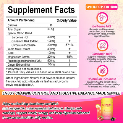 Yooloks Cutting Drink Mix –  5-HTP, Yerba Mate & Magnesium, FOS | Supports Satiety Signaling, Energy & Gut Health Yooloks