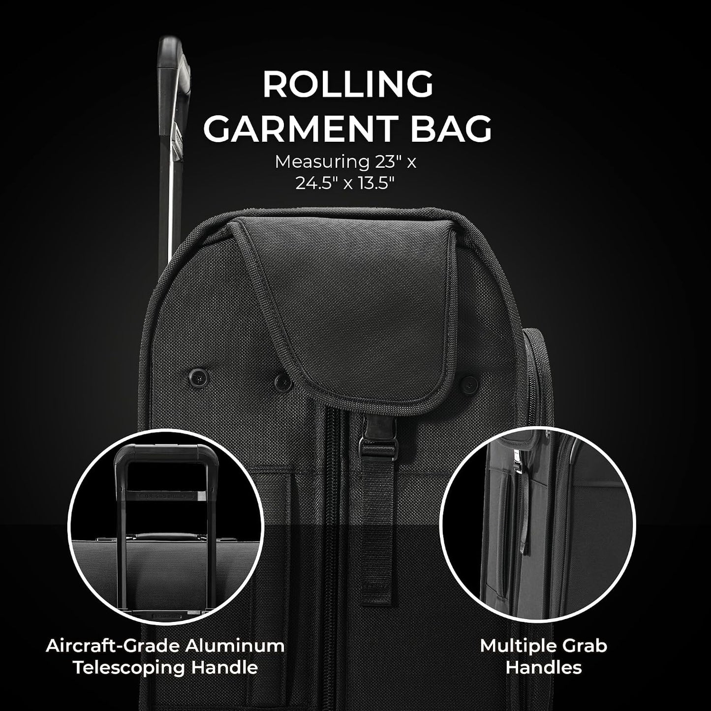Briggs & Riley Deluxe Wardrobe Spinner - Checked Luggage for Travel, Suitcases with Wheels, Softside Rolling Bag for Men & Women, Built in Hook for Clothes - Baseline Collection, Black Gsupps Australia