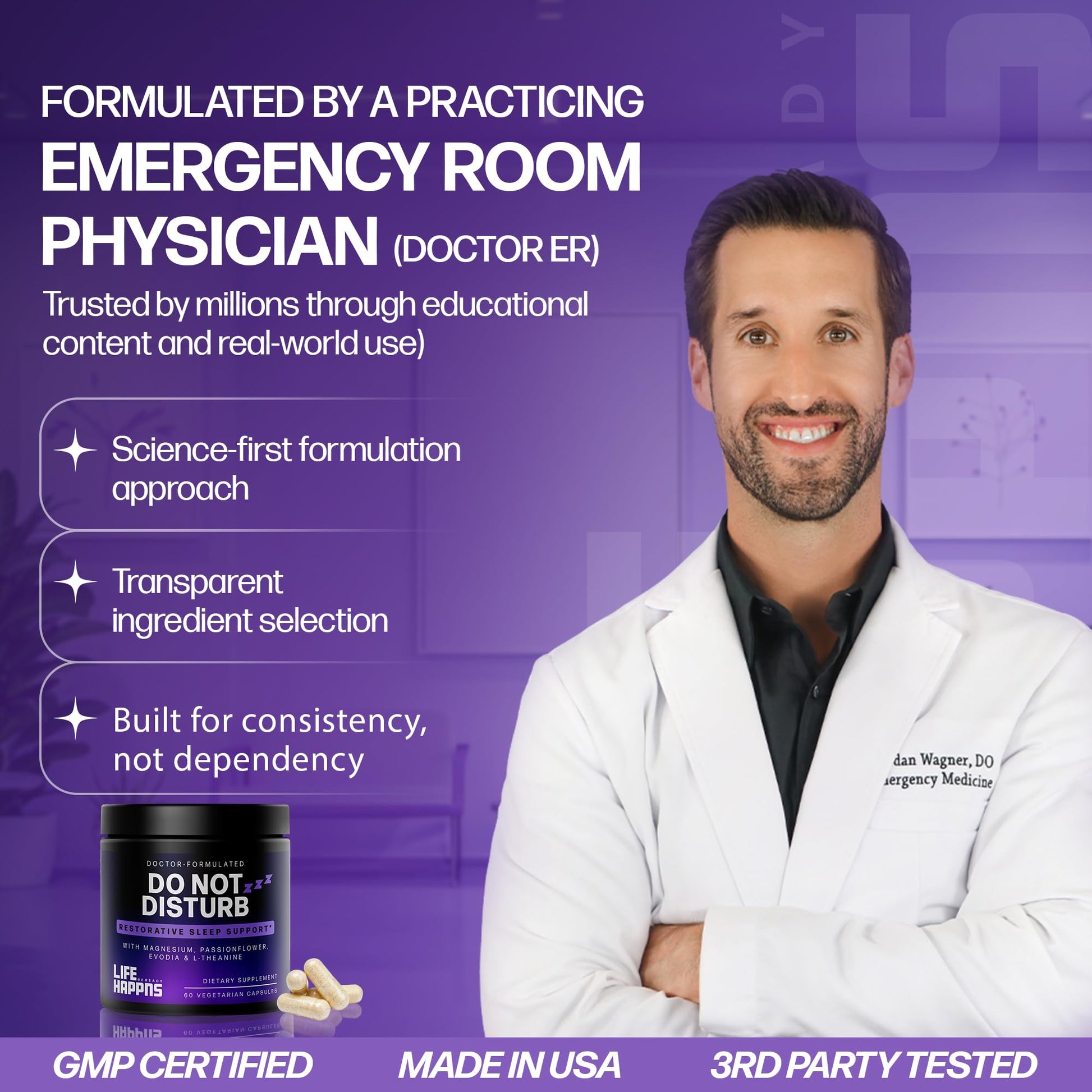 Doctor Formulated Triple Magnesium for Sleep, Calm & Relaxation with Chelated Magnesium Glycinate, L-Theanine, Passionflower & Evodia – Non-Habit, No Melatonin Magnesium Sleep Aid Support Supplement LIFE HAPPNS BE READY buy australia supplements