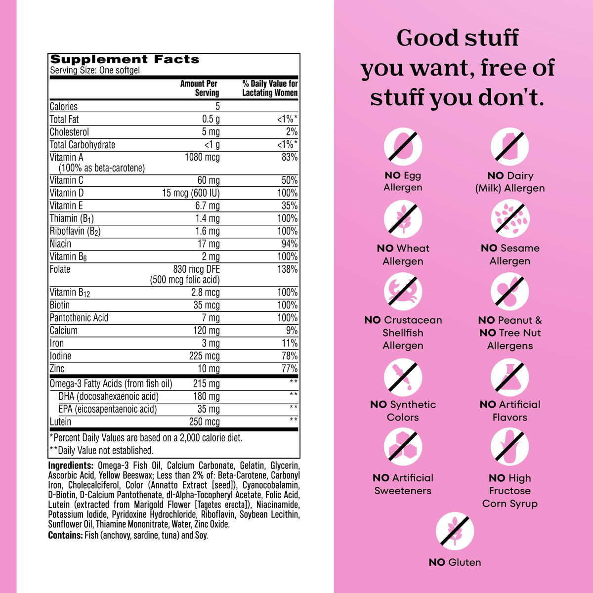 One A Day Postnatal Vitamins for Women, Postnatal Multivitamin with Folic Acid, Omega-3 DHA, B Vitamins, Support Immune Health, Breastfeeding ONE A DAY