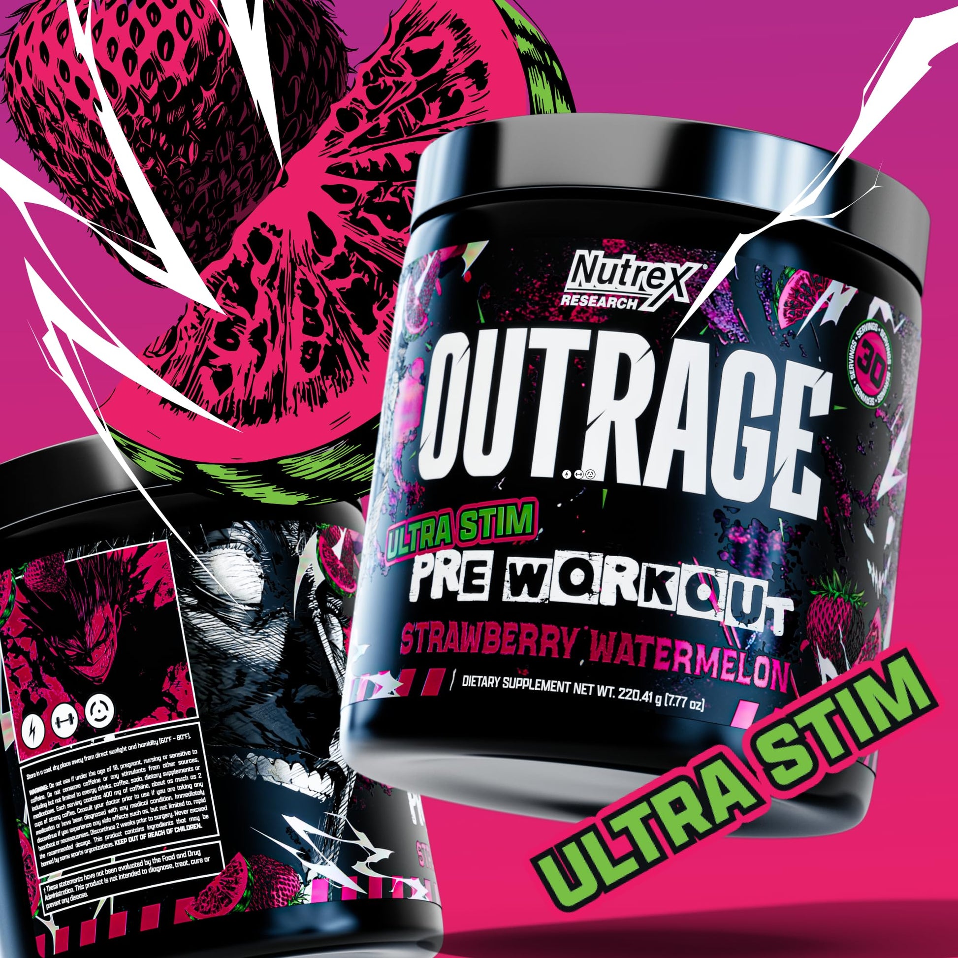 Outrage Ultra HIGH STIM Pre-Workout Powder for Men | 400mg Caffeine, L-Citrulline, Beta-Alanine, Creatine | Extreme Energy, Focus, Strength & Endurance Nutrex Research buy australia supplements