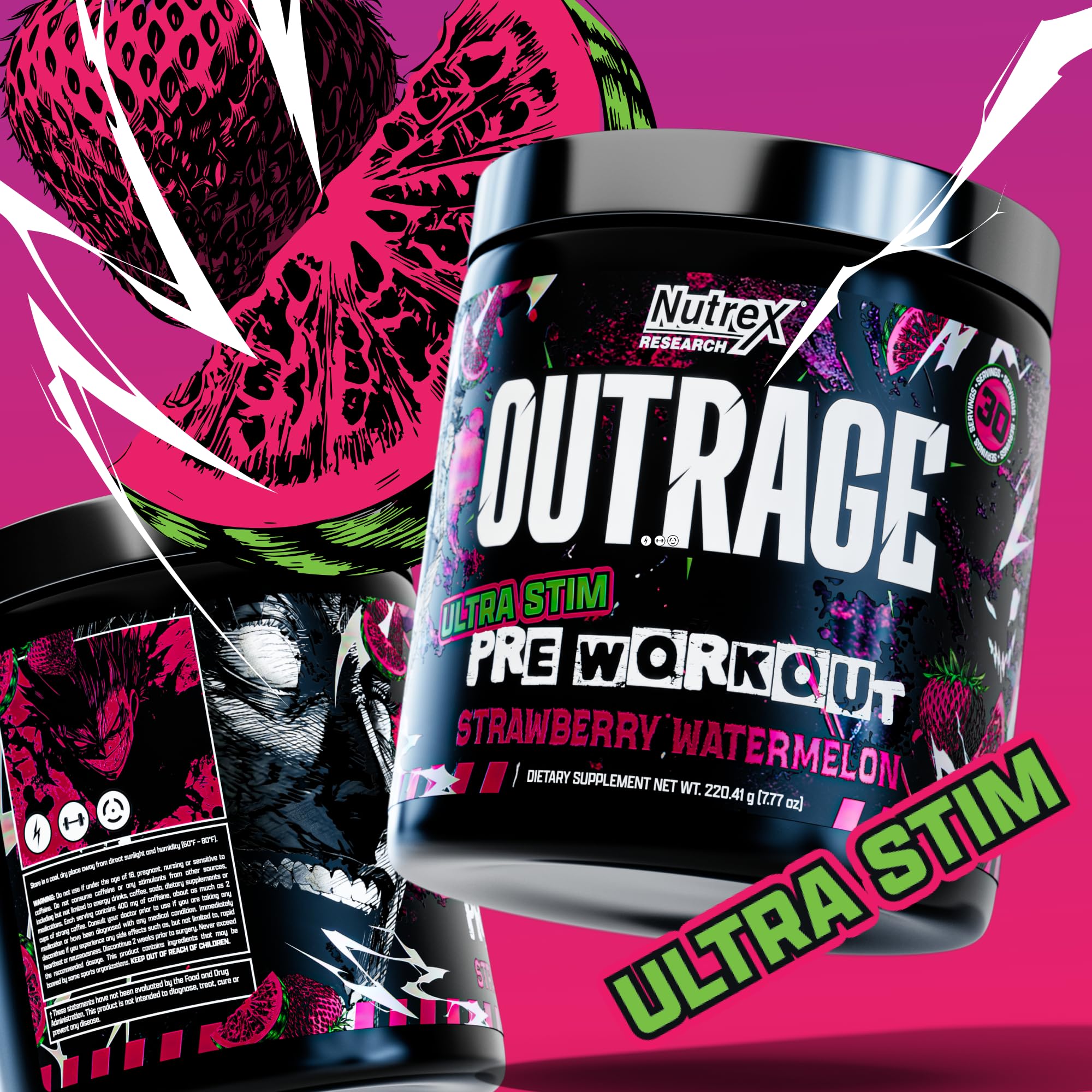 Outrage Ultra HIGH STIM Pre-Workout Powder for Men | 400mg Caffeine, L-Citrulline, Beta-Alanine, Creatine | Extreme Energy, Focus, Strength & Endurance Nutrex Research buy australia supplements
