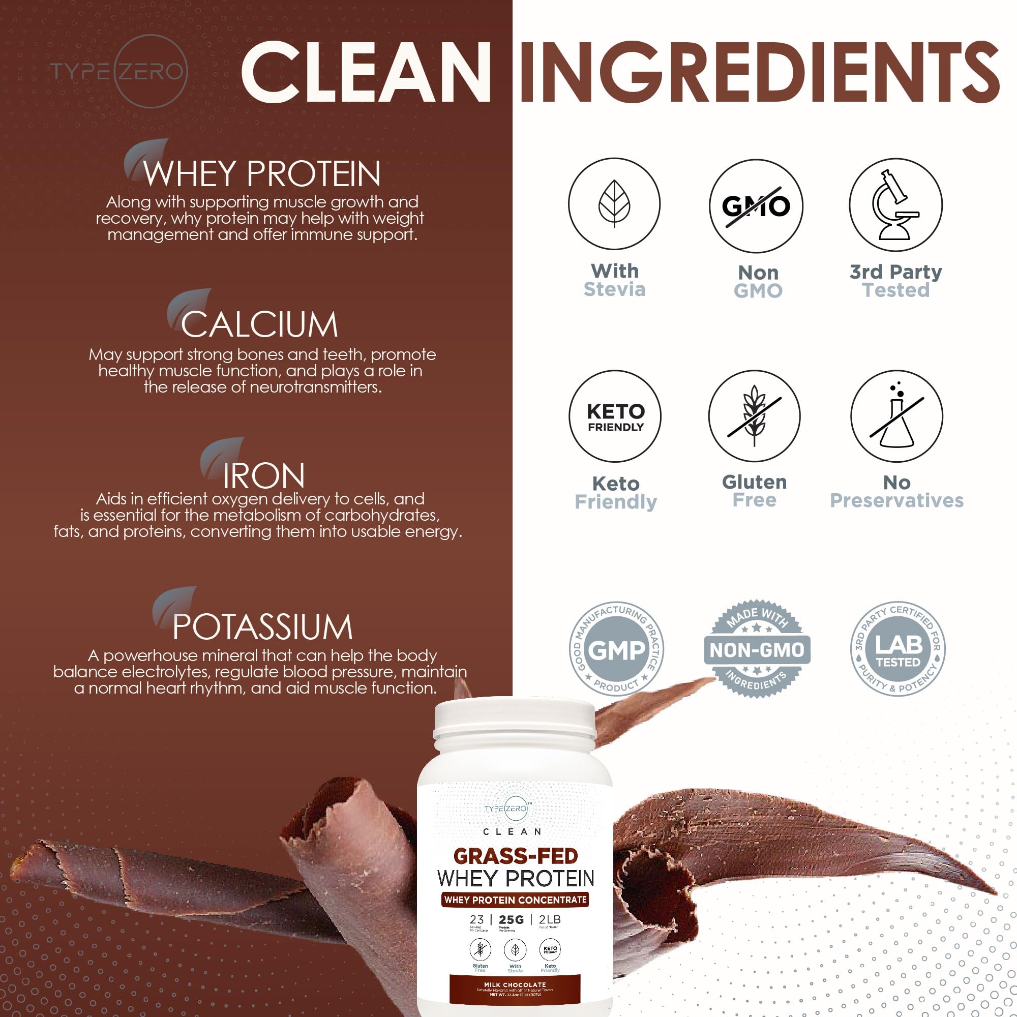 Type Zero Grass Fed Whey Protein Concentrate Powder (Chocolate, 2LBS) - Gluten Free Type Zero buy australia supplements