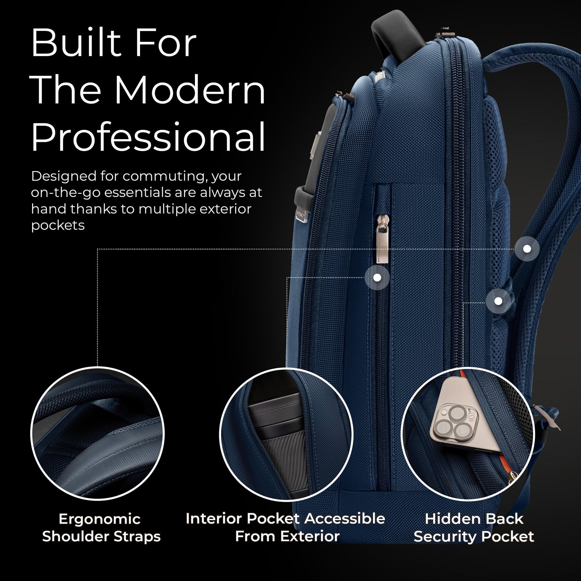 Briggs & Riley Medium Cargo Backpack for Women & Men - Laptop Backpack, For Work & Travel, Lightweight & Durable, Padded Straps, Fits up to 15" Laptop - @work Collection, Black Gsupps Australia