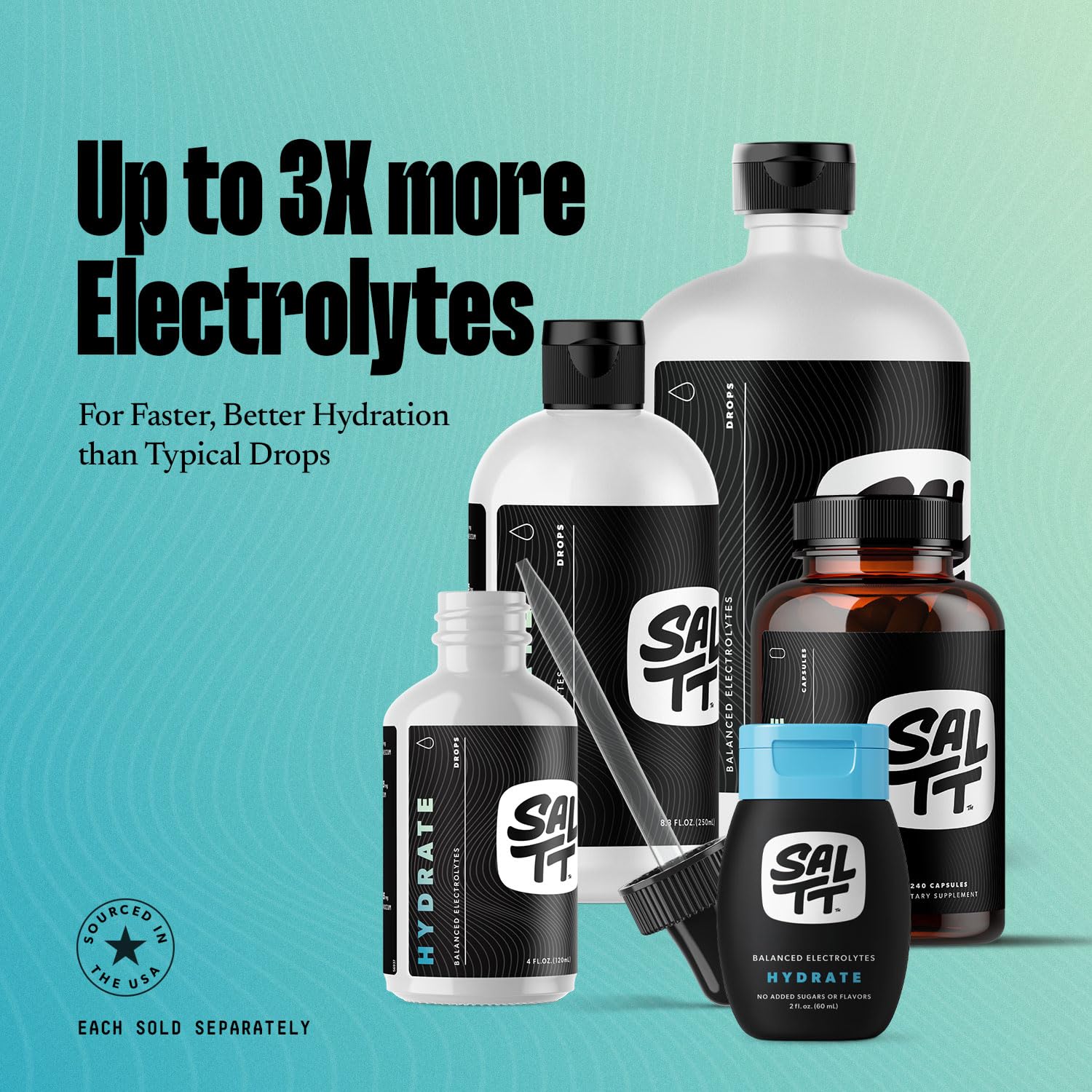 SALTT - Hydrate (8.3 oz) - Electrolytes Drops - Energy Boost - Sodium, Potassium, Magnesium, Zinc, Copper - Unflavored - Ultra Low Carb - Zero Sugar, Vegan, Gluten Free, Non GMO - By Keto Chow Keto Chow buy australia supplements