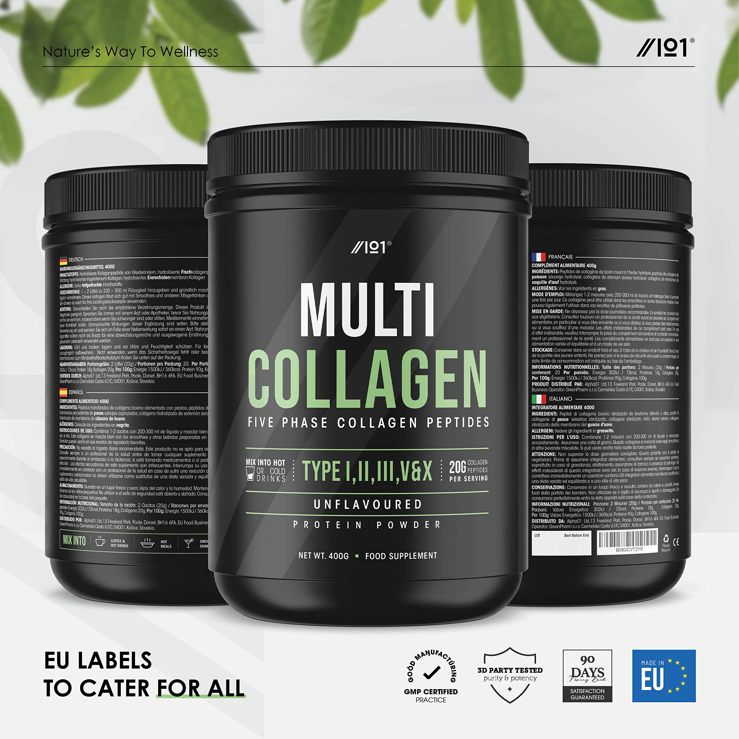 Multi Collagen Protein Powder (400g) - Types I, II, III, V & X - Hydrolyzed Grass Fed Bovine, Wild Caught Fish ALPHA01 buy australia supplements