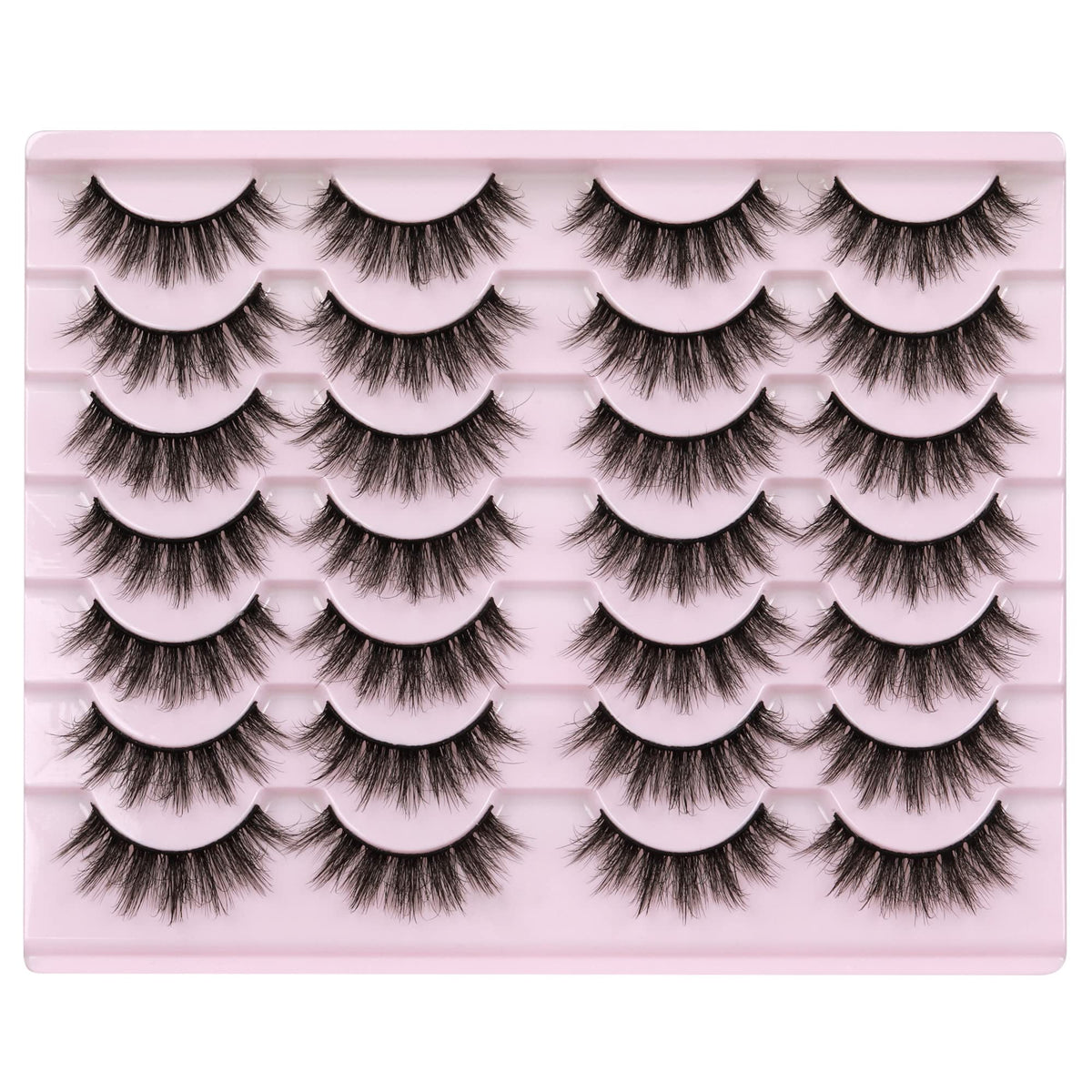 14 Pairs Wispy Mink Lashes False Eye Lashes Natural Look 5D Volume 16mm Fake Eyelashes Pack by TNFVLONEINS TNFVLONEINS