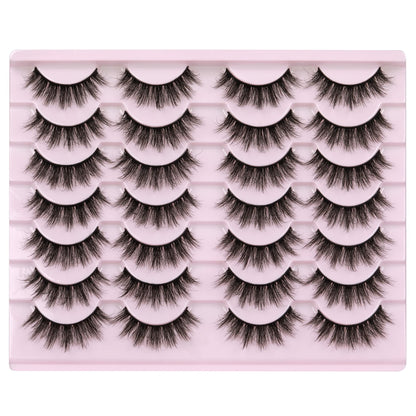 14 Pairs Wispy Mink Lashes False Eye Lashes Natural Look 5D Volume 16mm Fake Eyelashes Pack by TNFVLONEINS TNFVLONEINS
