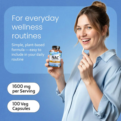 NaturaLife Labs N-Acetyl-L-Cysteine (NAC) 1600 mg – 100 Capsules - Vegan, Non-GMO & Gluten-Free NaturaLife Labs