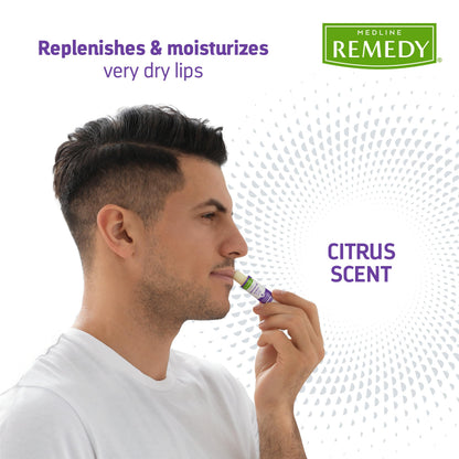 Medline Remedy Clinical Lip Balm, 3 Count, Citrus Scent, Moisturizing, Hydrating, Nourish, Nutrient Rich, Soothing Natural Oils, Revitalize, Comforting, Skin Conditioners, 0.15 oz Stick Medline Remedy