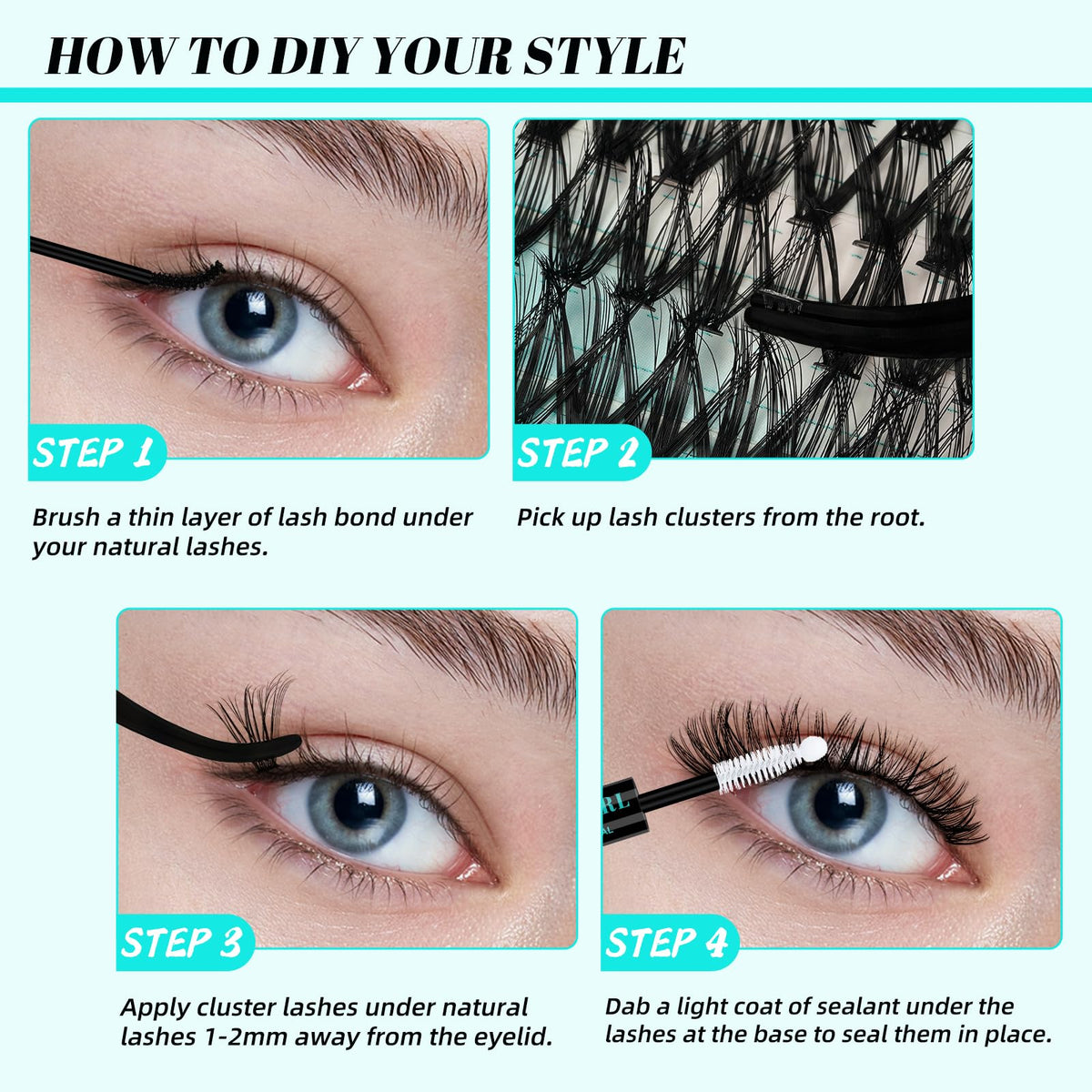 AMZGIRL Lash Clusters Kit 320Pcs, 30D+40D D Curl Wispy Eyelash Extensions AMZGIRL LASH