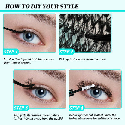 AMZGIRL Lash Clusters Kit 320Pcs, 30D+40D D Curl Wispy Eyelash Extensions AMZGIRL LASH