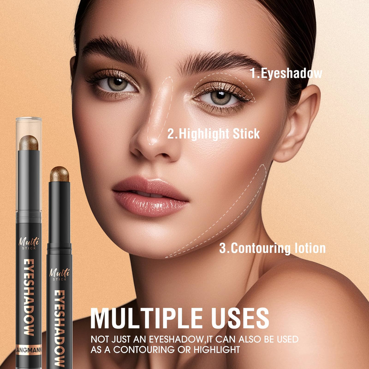 LANGMANNI 8 Color Waterproof Dual-Ended Eyeshadow Stick Set, Eye Makeup #A LANGMANNI