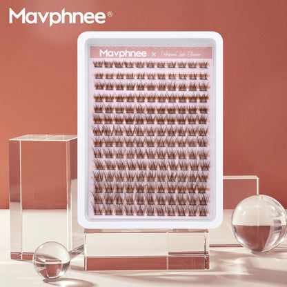 Brown Lash Clusters Natural Lash Extensions Wispy Eyelash Clusters 154 Pcs C-Curly Lashes Clusters for Everyday Wear Beginner Friendly Dark Brown Cluster Eyelash Extensions by Mavphnnee Mavphnee