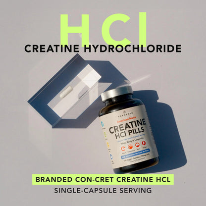 AMANDEAN Creatine HCl Pills. American Made CON-CRET. 120 Capsules. 7X Concentrated. No Bloat. Muscle, Energy, Cognitive, Recovery Support for Men & Women. Gluten Free, Non-GMO. AMANDEAN