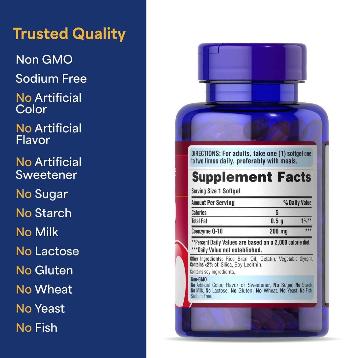 Puritan's Pride Coenzyme CoQ10 200mg, Dietary Supplement for Heart Health, Blood Pressure, Oral Gum Health, and Healthy Aging Support Puritan's Pride