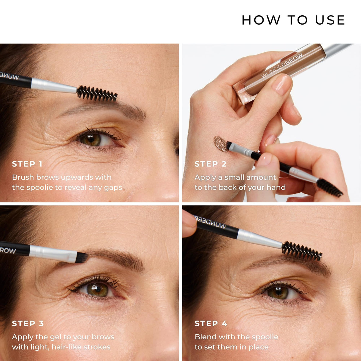 WUNDERBROW Eyebrow Gel, Waterproof, Smudgeproof, Long Lasting, Shade: Brunette, Vegan and Cruelty-Free WUNDERBROW