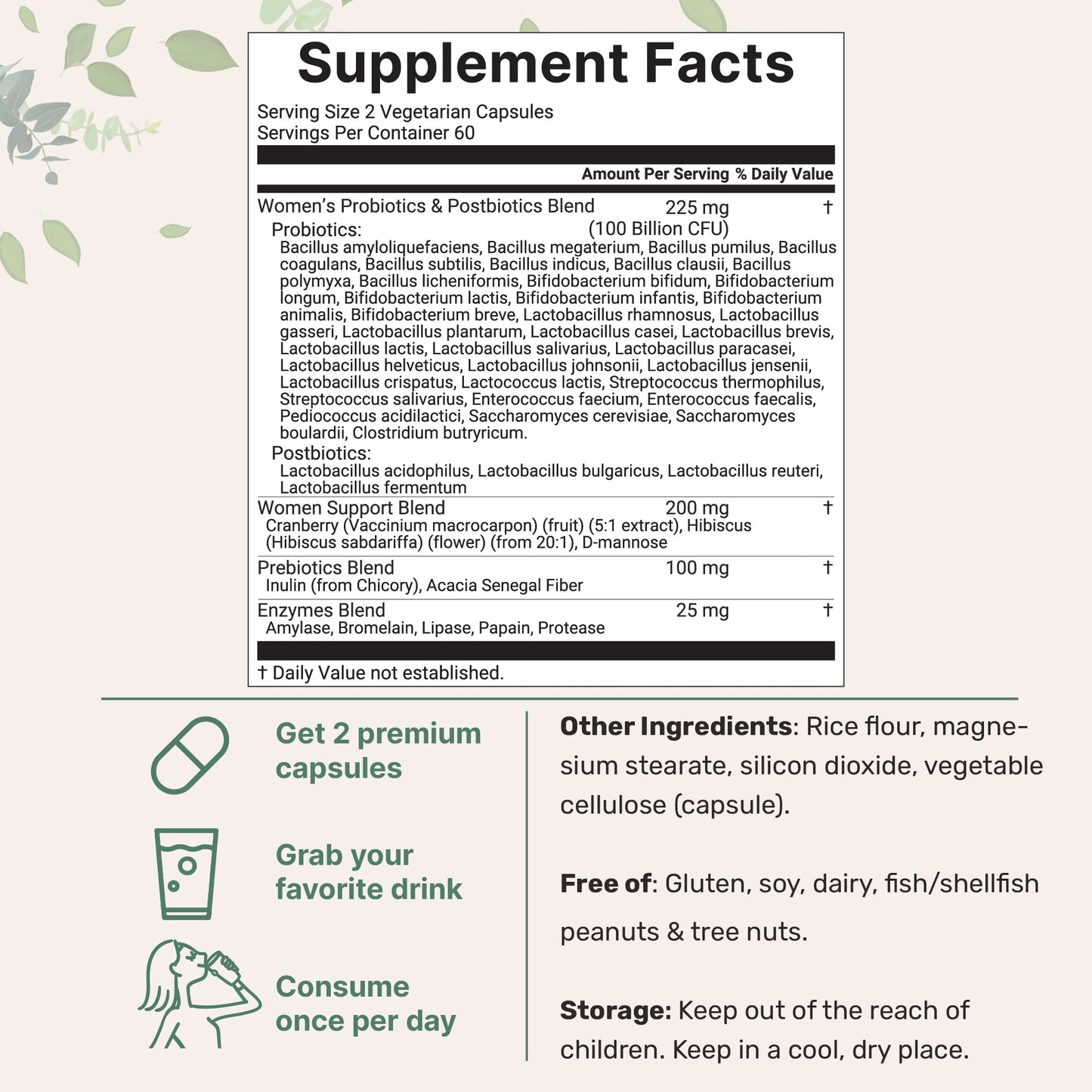 Micro Ingredients Probiotics for Women 100 Billion CFU with Prebiotics, 120 Veggie Capsules | pH Balance, Urinary Tract, Vaginal & Gut Health Support* Micro Ingredients