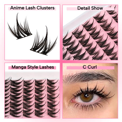 Manga Lash Clusters Wispy Eyelash Clusters Spiky Anime Lashes (Cutey) Fyonas
