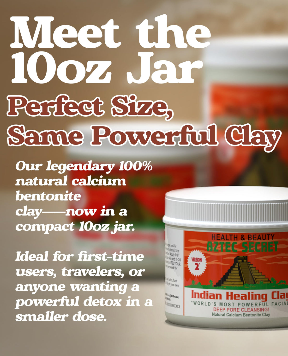 Aztec Secret - Indian Healing Clay 10oz Jar - Deep Pore Cleansing Facial & Body Mask – The Original 100% Natural Calcium Bentonite Clay Aztec Secret