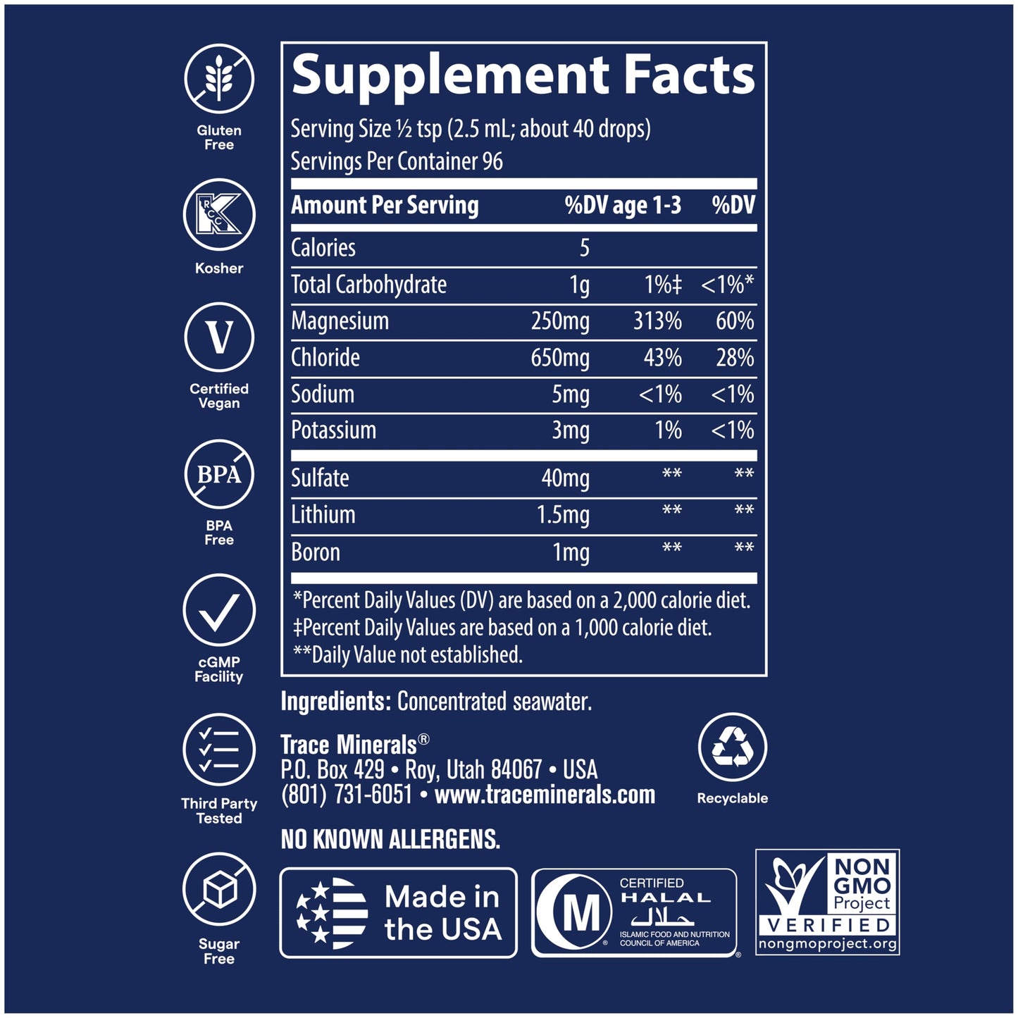 Trace Minerals ConcenTrace Trace Mineral Drops | Supports Energy, Digestion, Bone Health & Hydration, 70+ Ionic Trace Minerals w/Magnesium Trace Minerals