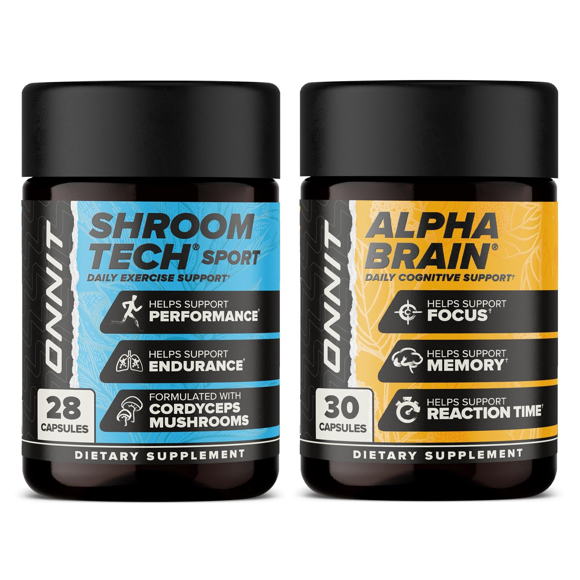 ONNIT Cognitive & Endurance Support Bundle: Alpha Brain Nootropic Capsules (30 Count) + Shroom Tech Sport Exercise Support Capsules (28 Count), IGEN Non-GMO Tested Focus, Energy & Endurance, 2 Pack ONNIT buy australia supplements