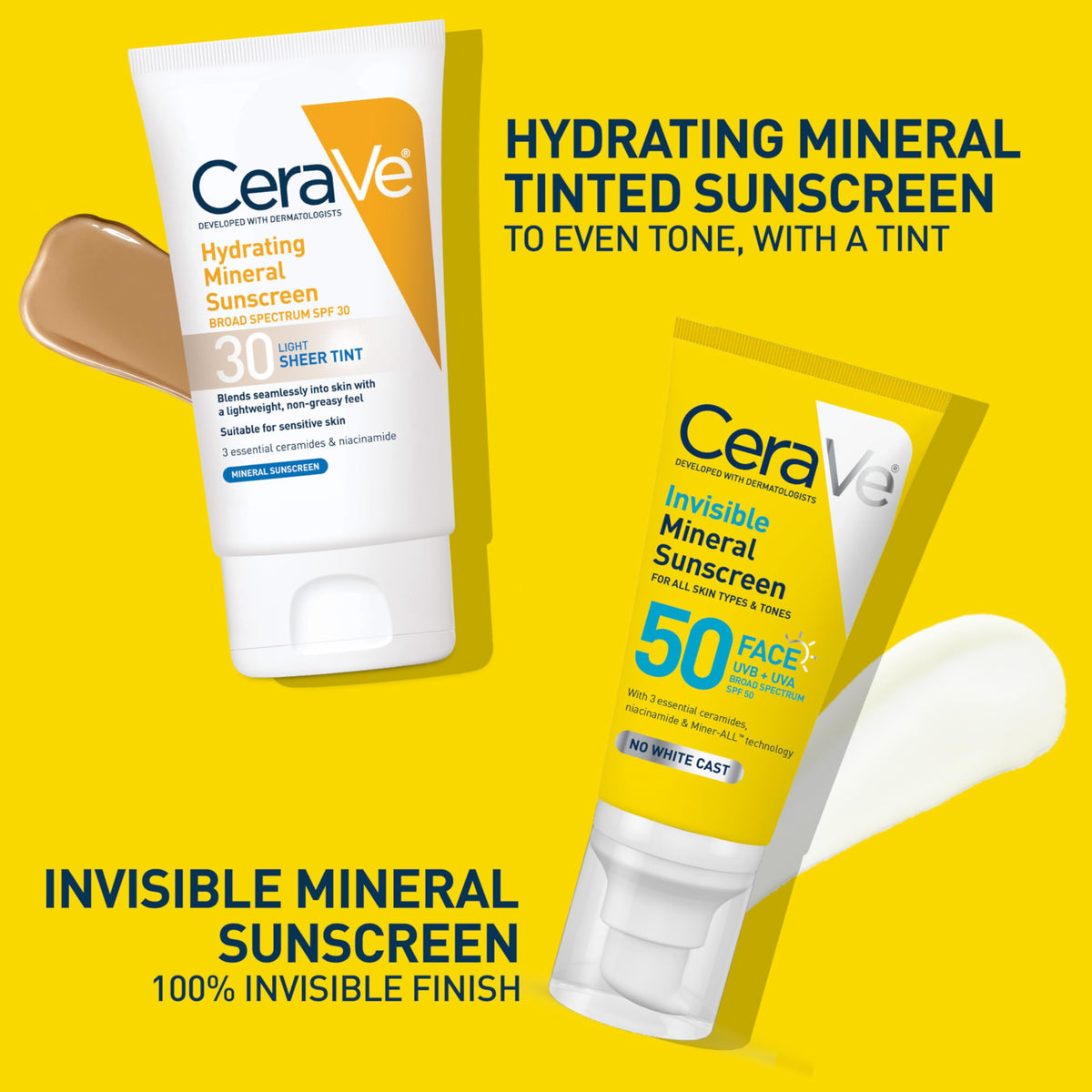 CeraVe Invisible Mineral Sunscreen SPF 50 Face Sunscreen, 1.7oz CeraVe
