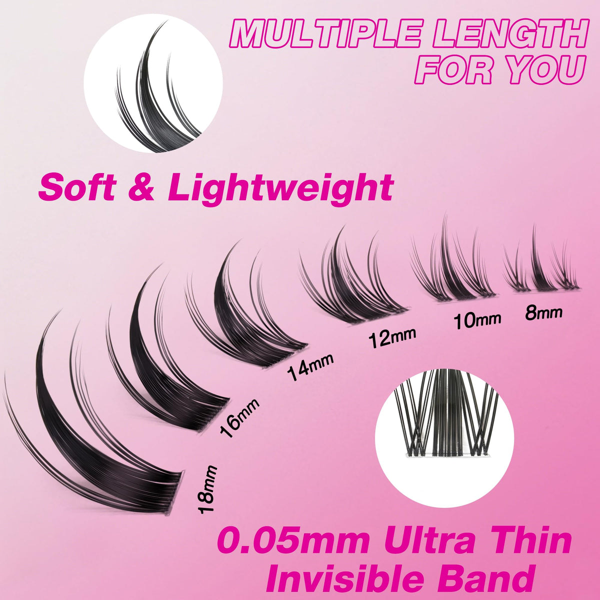 VEYESBEAUTY Manga Lash Clusters Eyelash Extensions Thin & Invisible Band VEYESBEAUTY