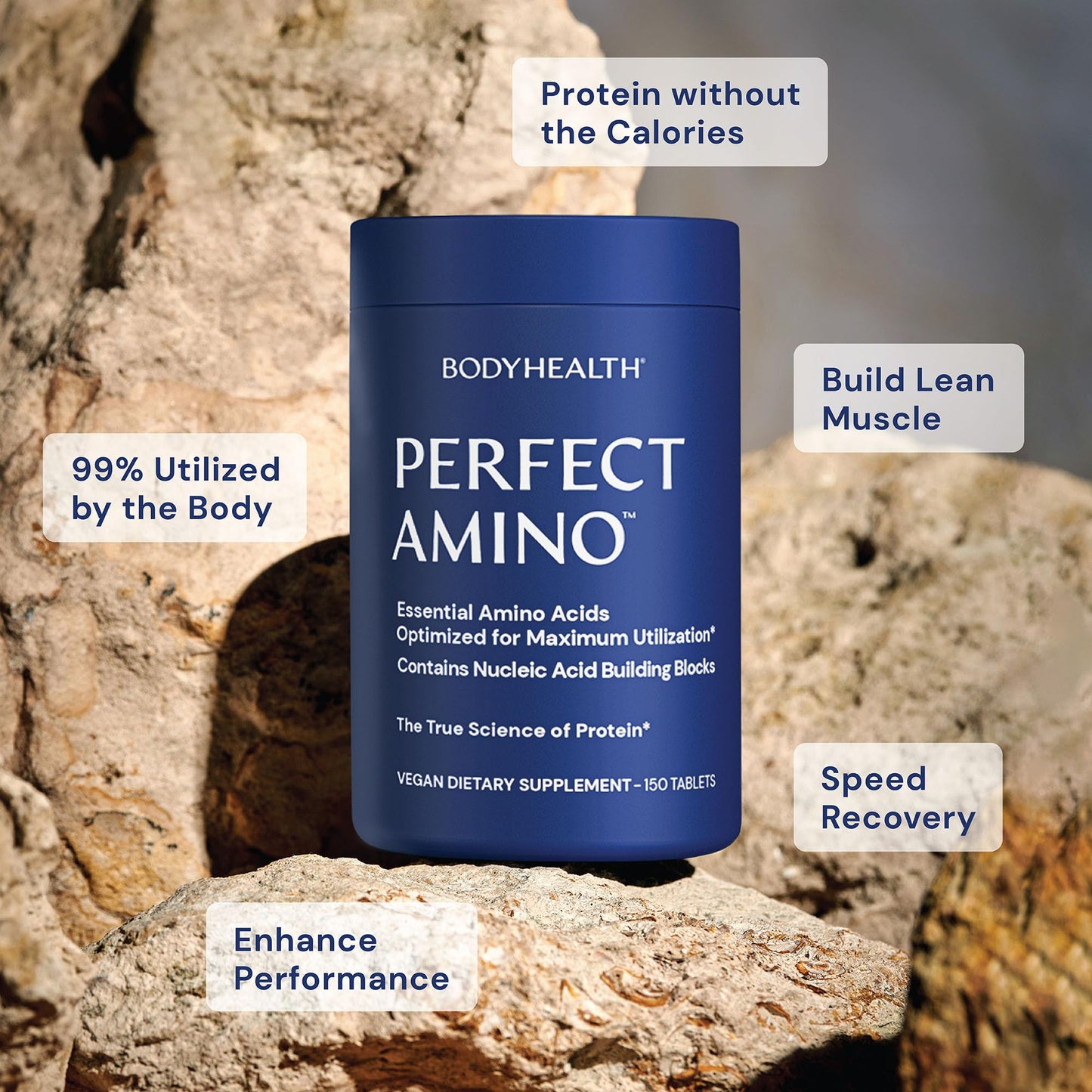 BodyHealth PerfectAmino (300 Tablets) Essential Amino Acid Supplement with EAA, Muscle Recovery, Boost Energy & Stamina, 99% Utilization BodyHealth